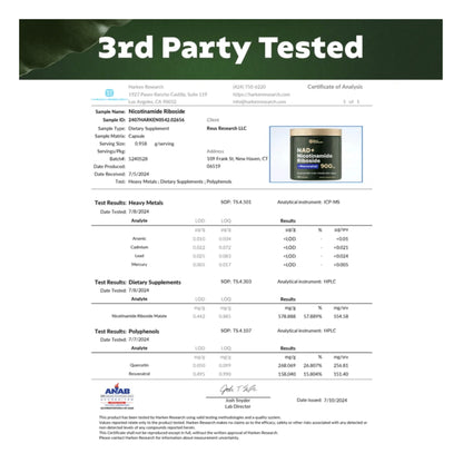 Reus Research NAD+ Nicotinamide Riboside 900mg (80 Count)